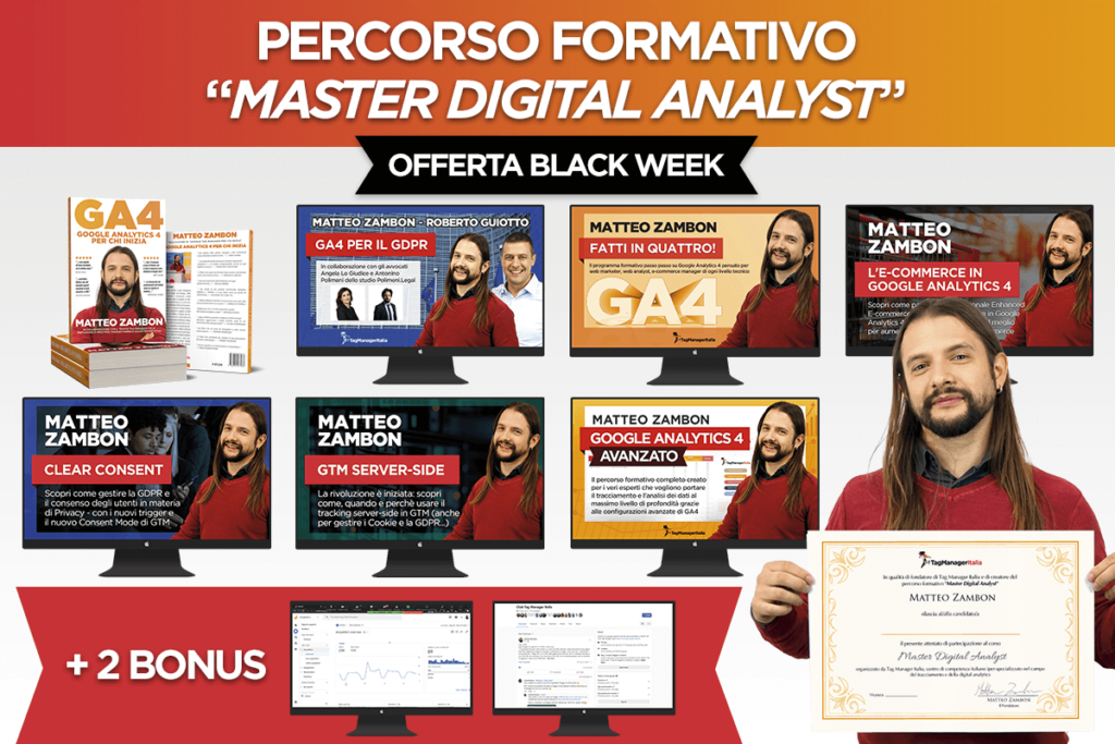 Grafica offerta Black Friday percorso formativo Master Digital Analyst